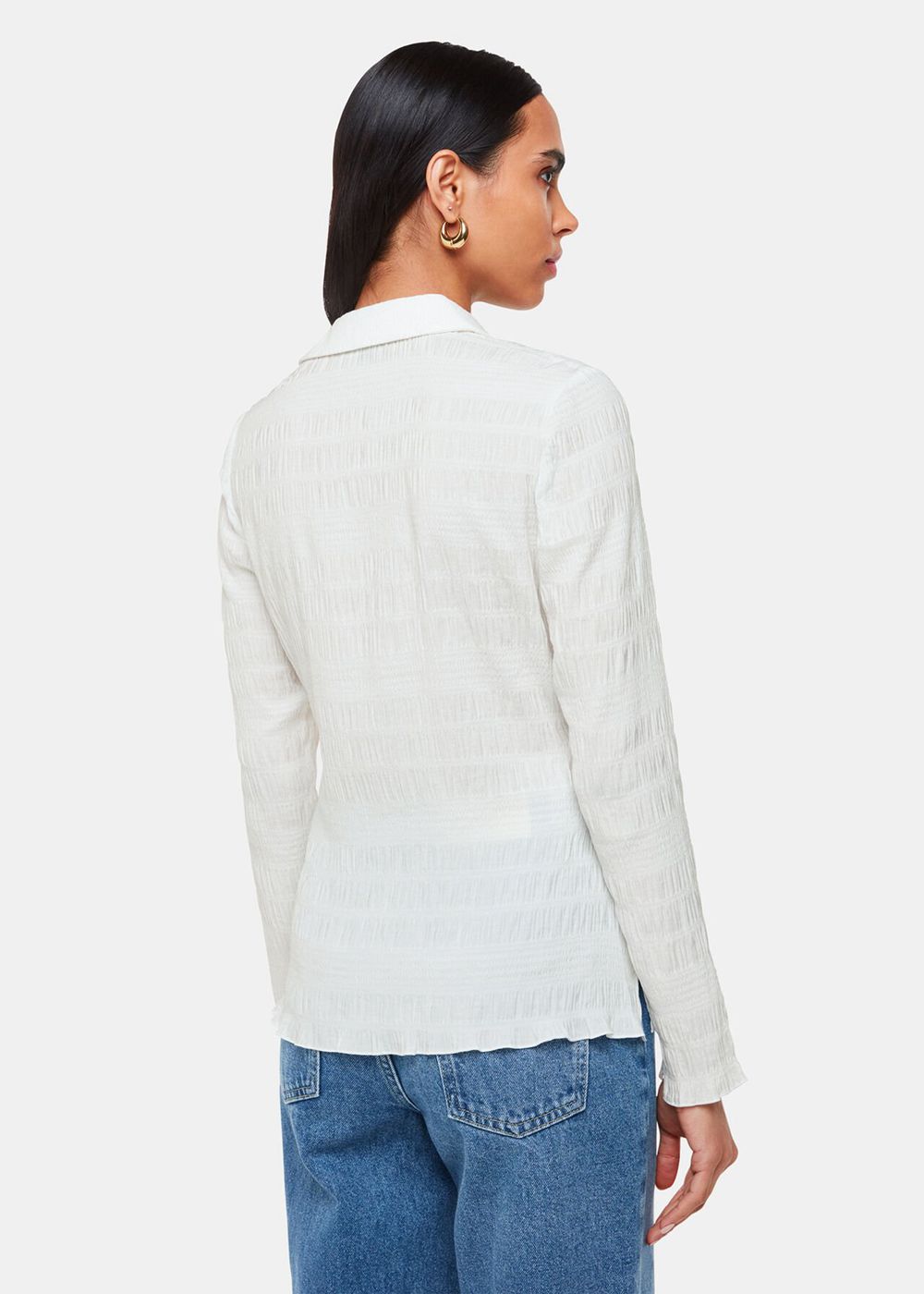 Whistles Plisse Button Front Shirts White | US-51293TDAL