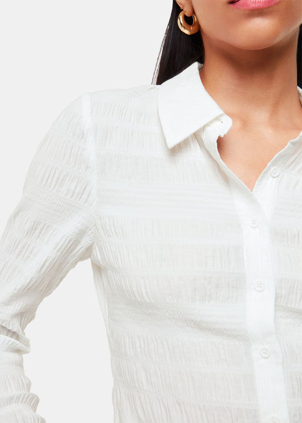 Whistles Plisse Button Front Shirts White | US-51293TDAL