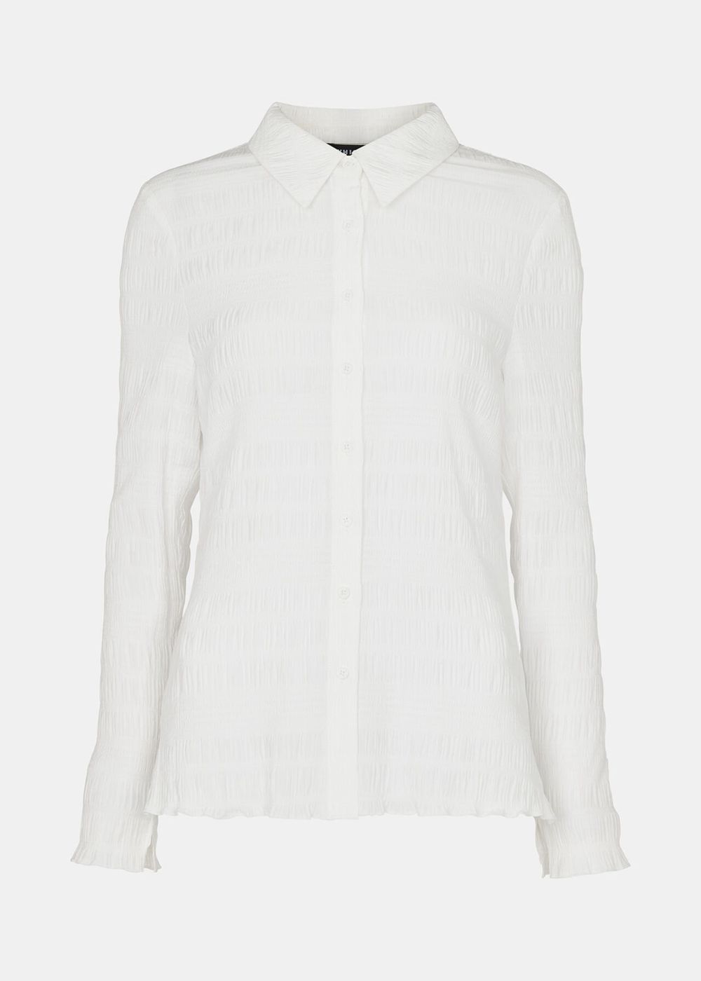 Whistles Plisse Button Front Shirts White | US-51293TDAL