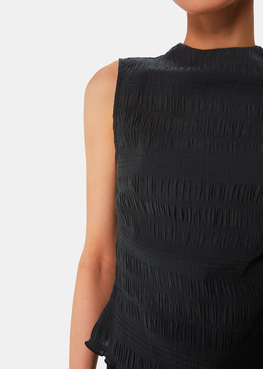 Whistles Plisse Sleeveless Top Black | US-42389WVRQ