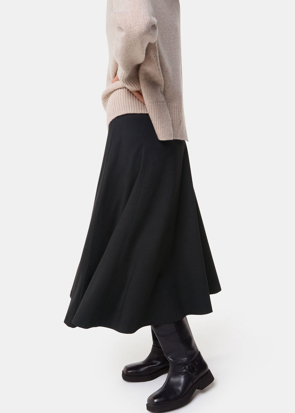 Whistles Ponte Full Skirts Black | US-74935TSGB