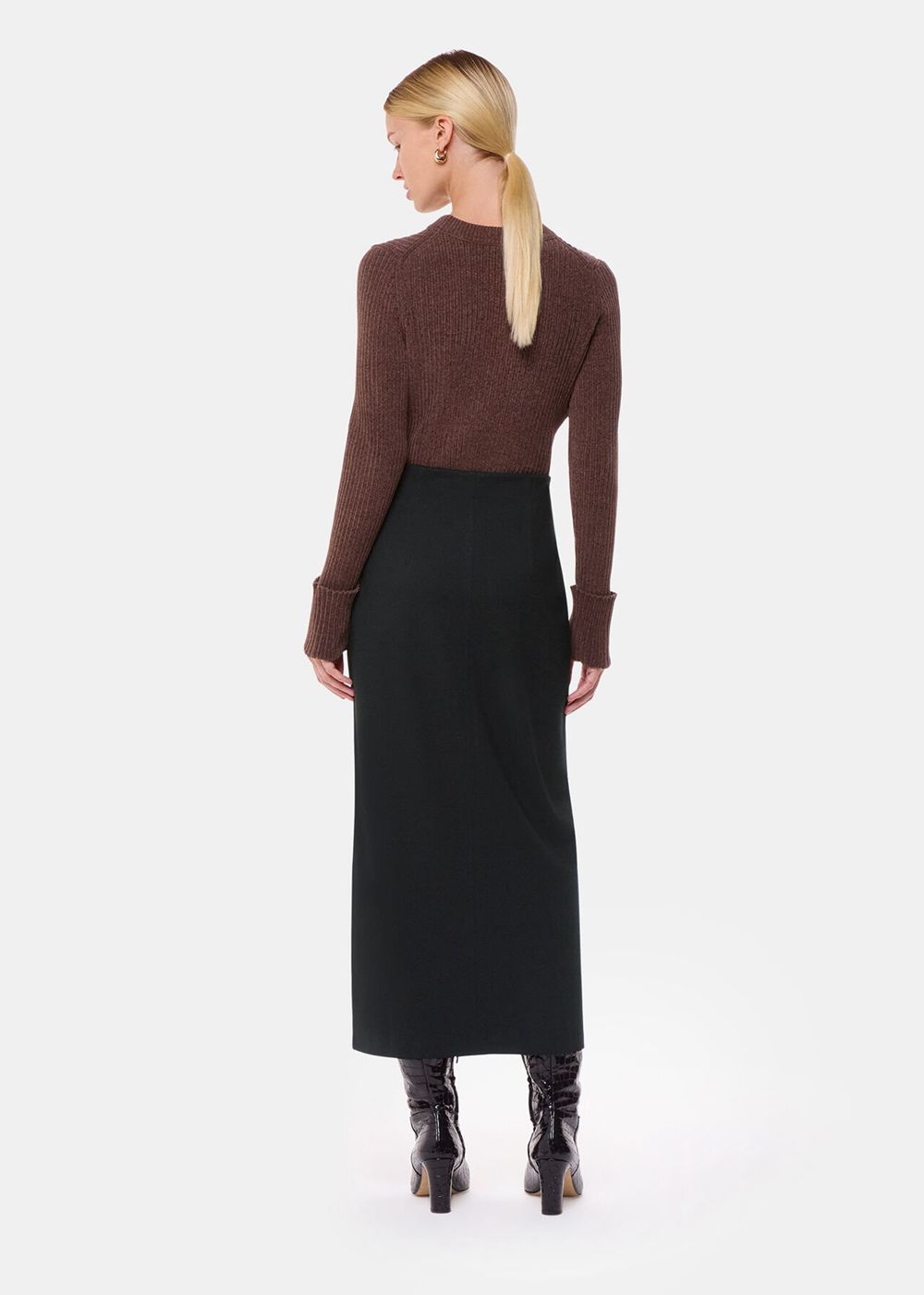 Whistles Ponte Straight Skirts Black | US-68450KAPN