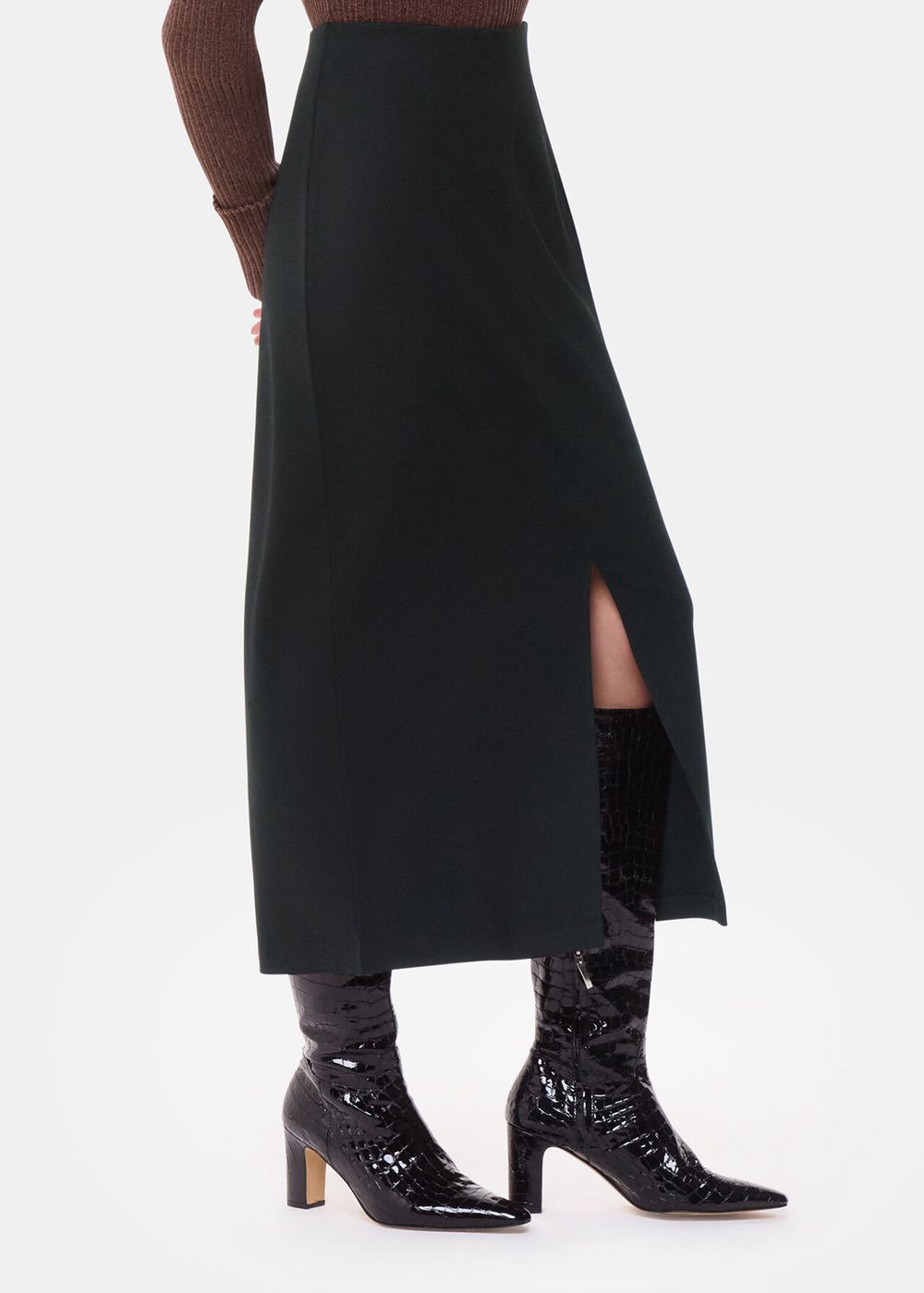 Whistles Ponte Straight Skirts Black | US-68450KAPN