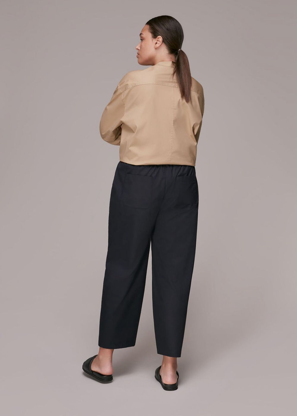 Whistles Poplin Barrel Leg Pants Black | US-62130OMUF