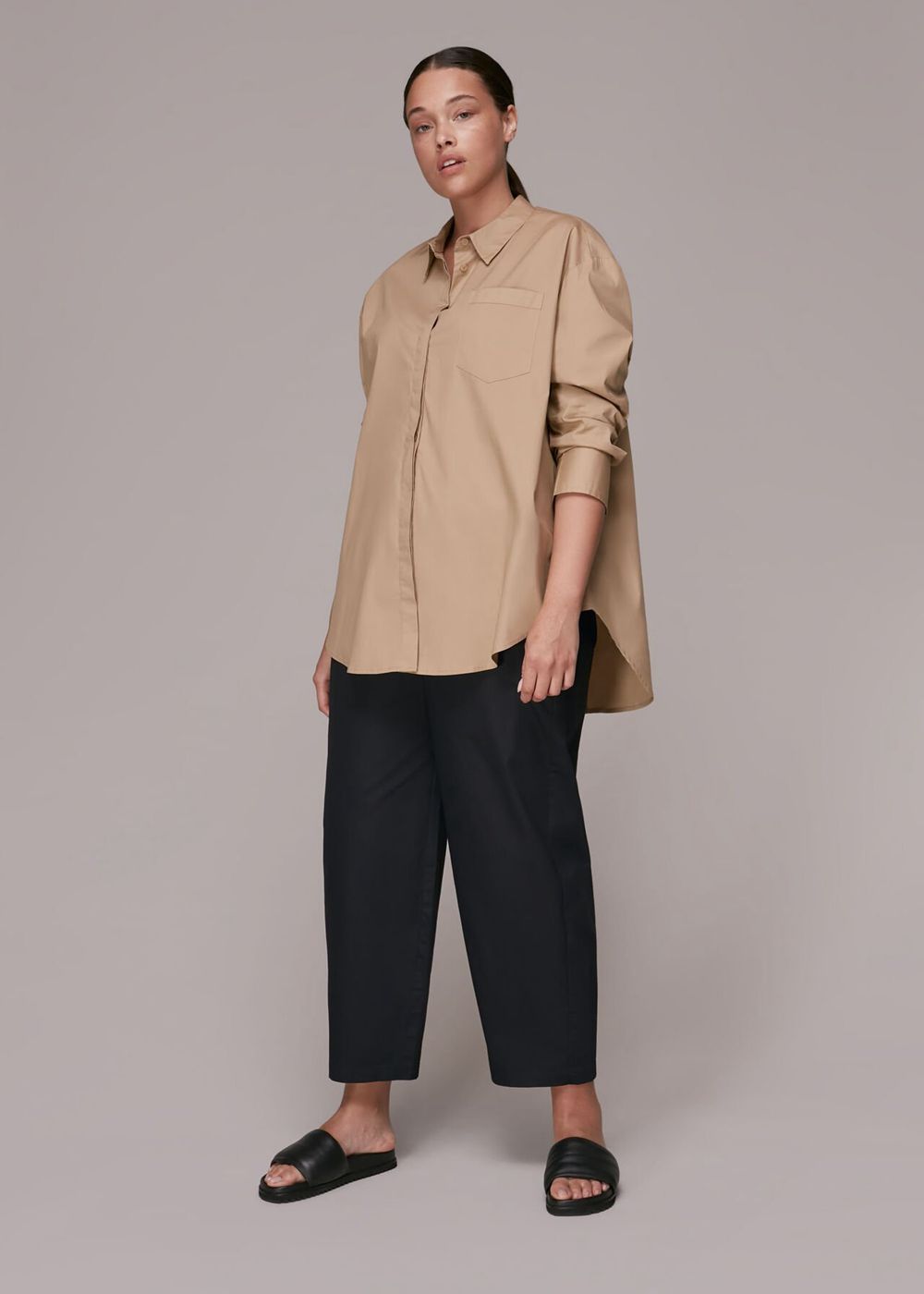 Whistles Poplin Barrel Leg Pants Black | US-62130OMUF