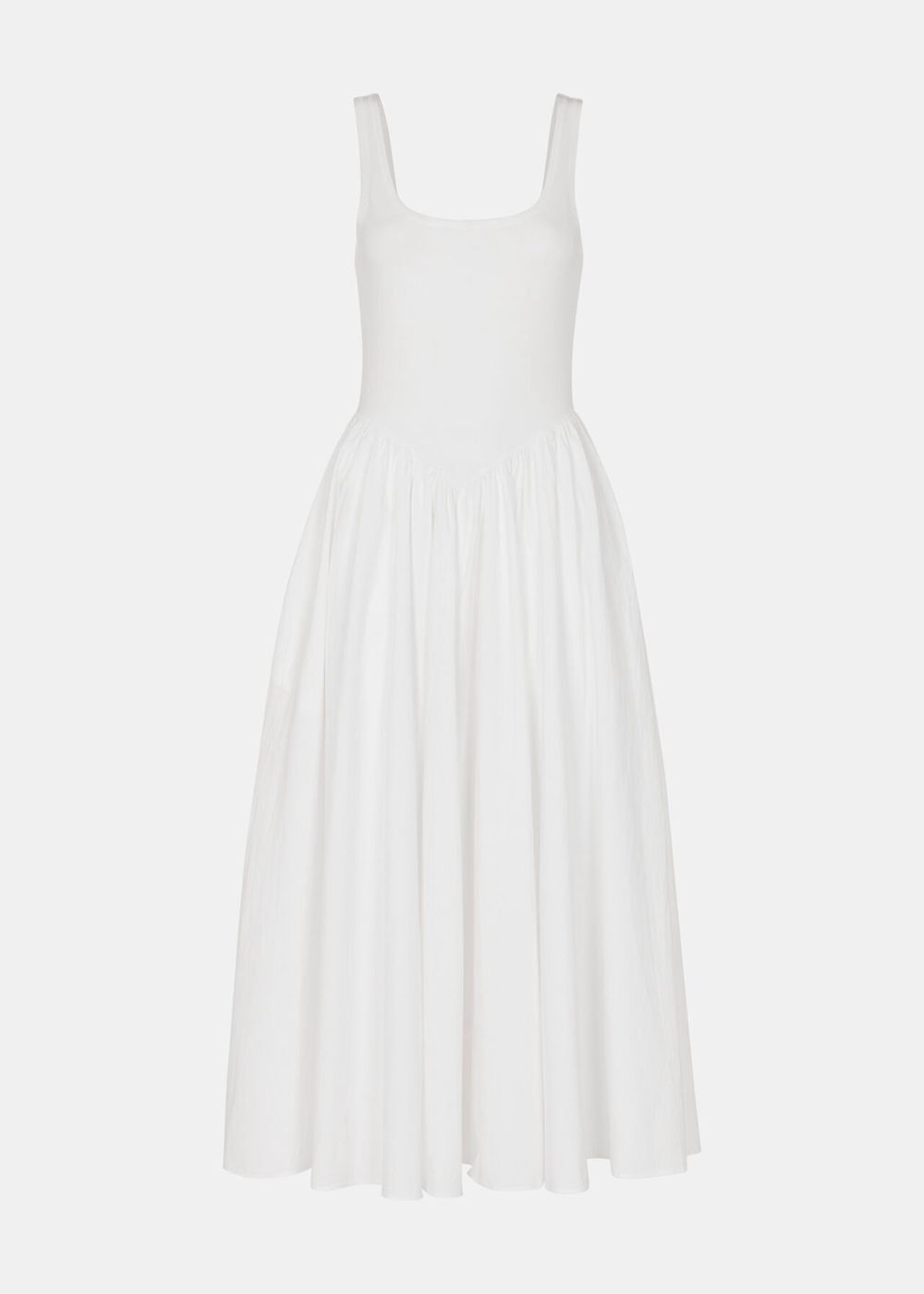 Whistles Poplin Cotton Mix Midi Dress White | US-36095SGQZ