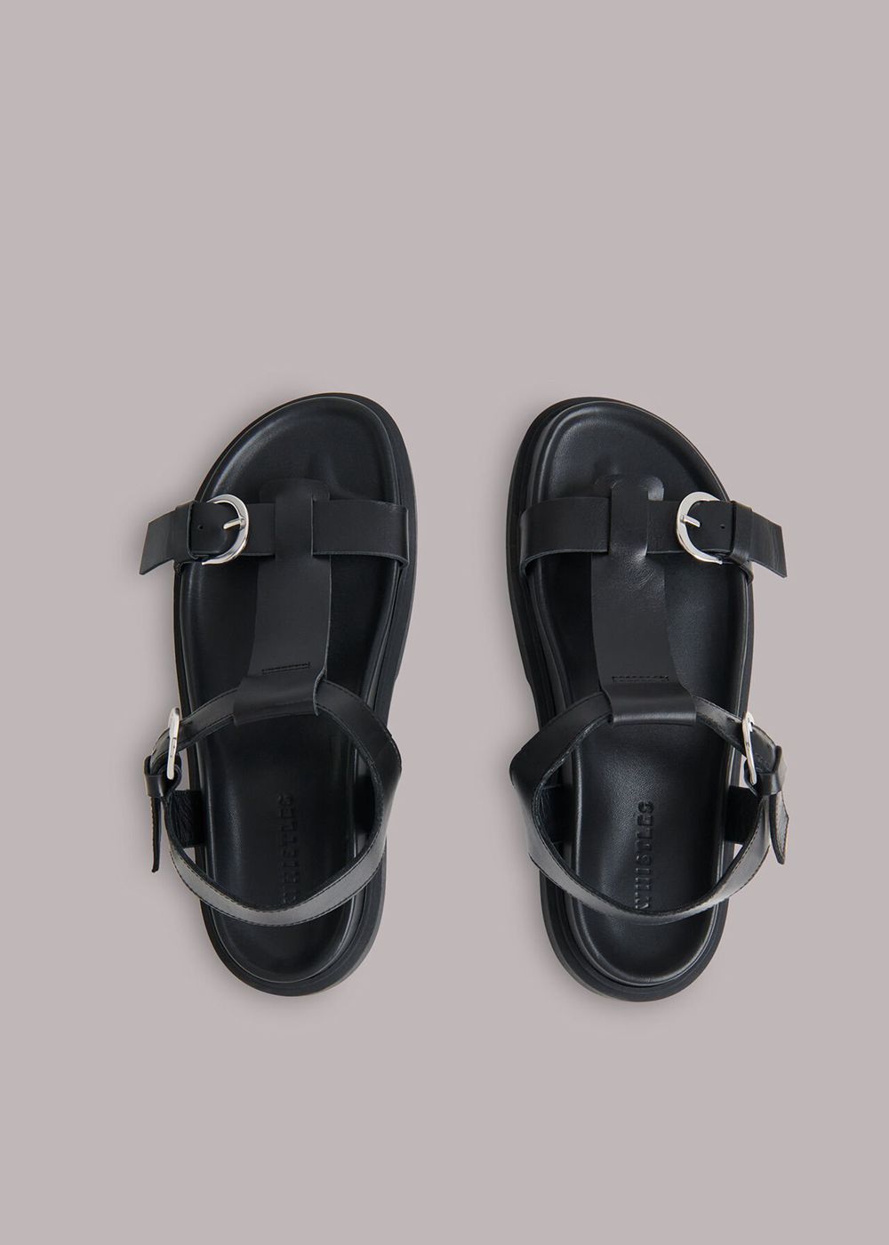 Whistles Porto Double Buckle Sandals Black | US-12654WNBQ