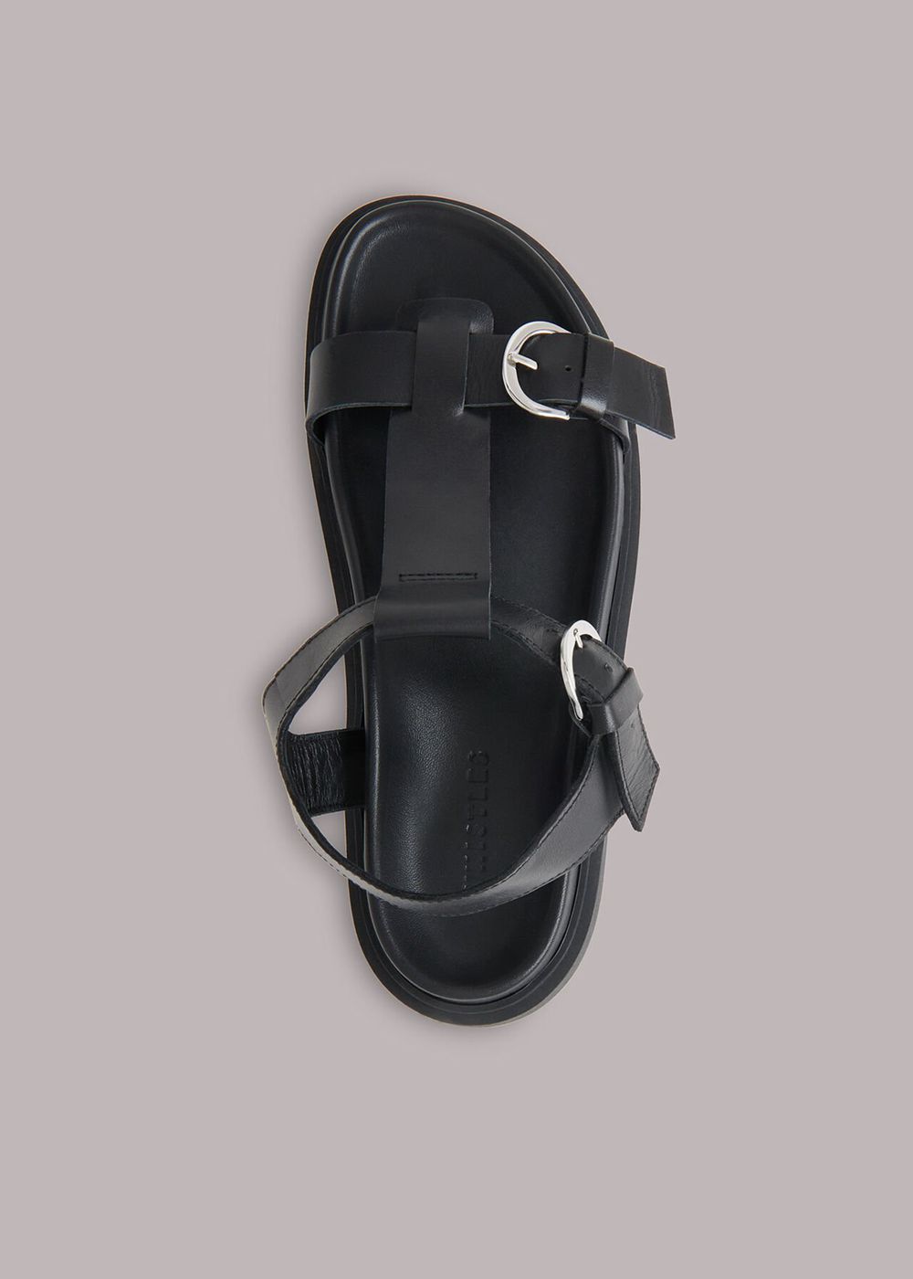 Whistles Porto Double Buckle Sandals Black | US-12654WNBQ