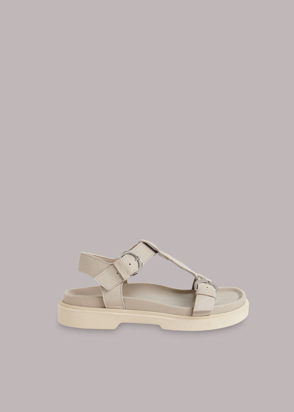 Whistles Porto Double Buckle Sandals Neutral | US-76512SJFW