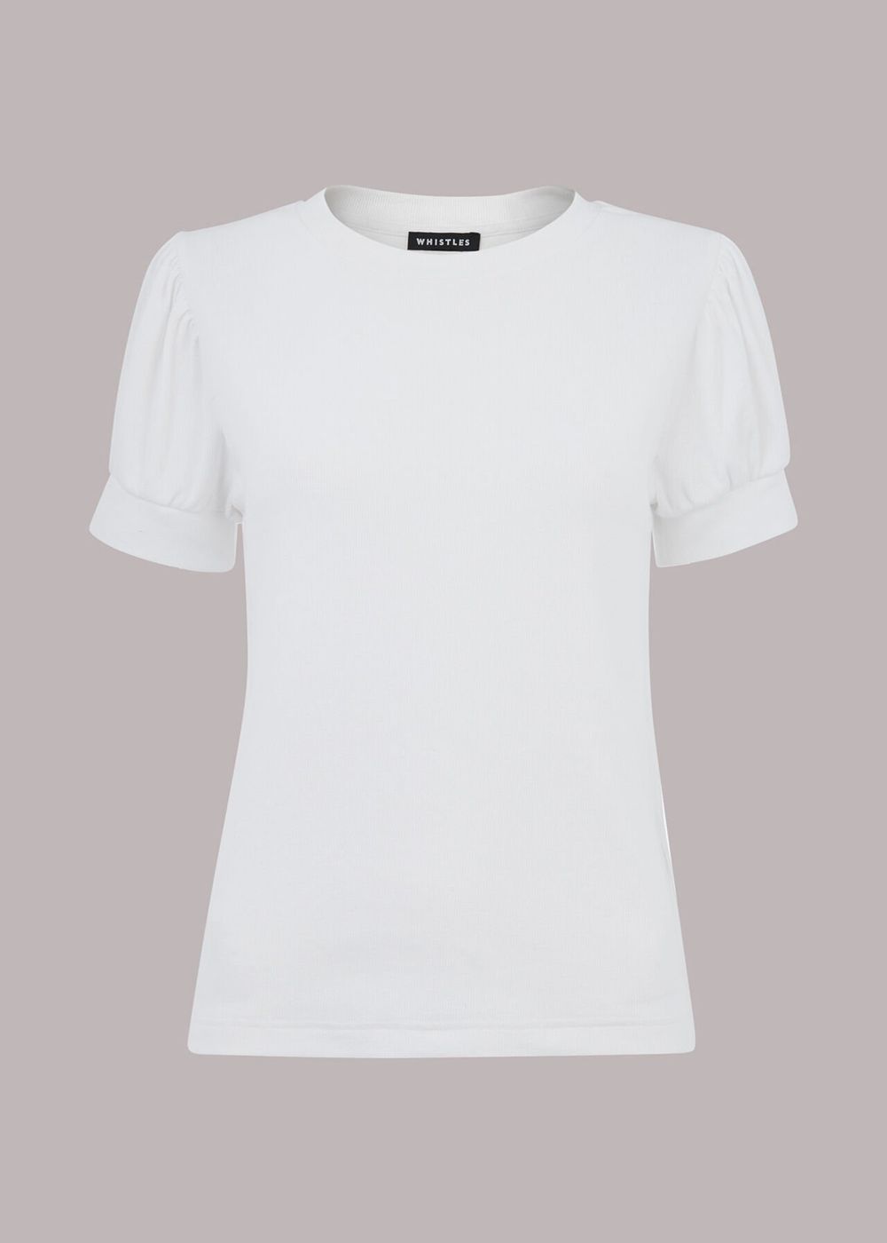 Whistles Puff Sleeve Rib T-Shirt White | US-29741ODTQ