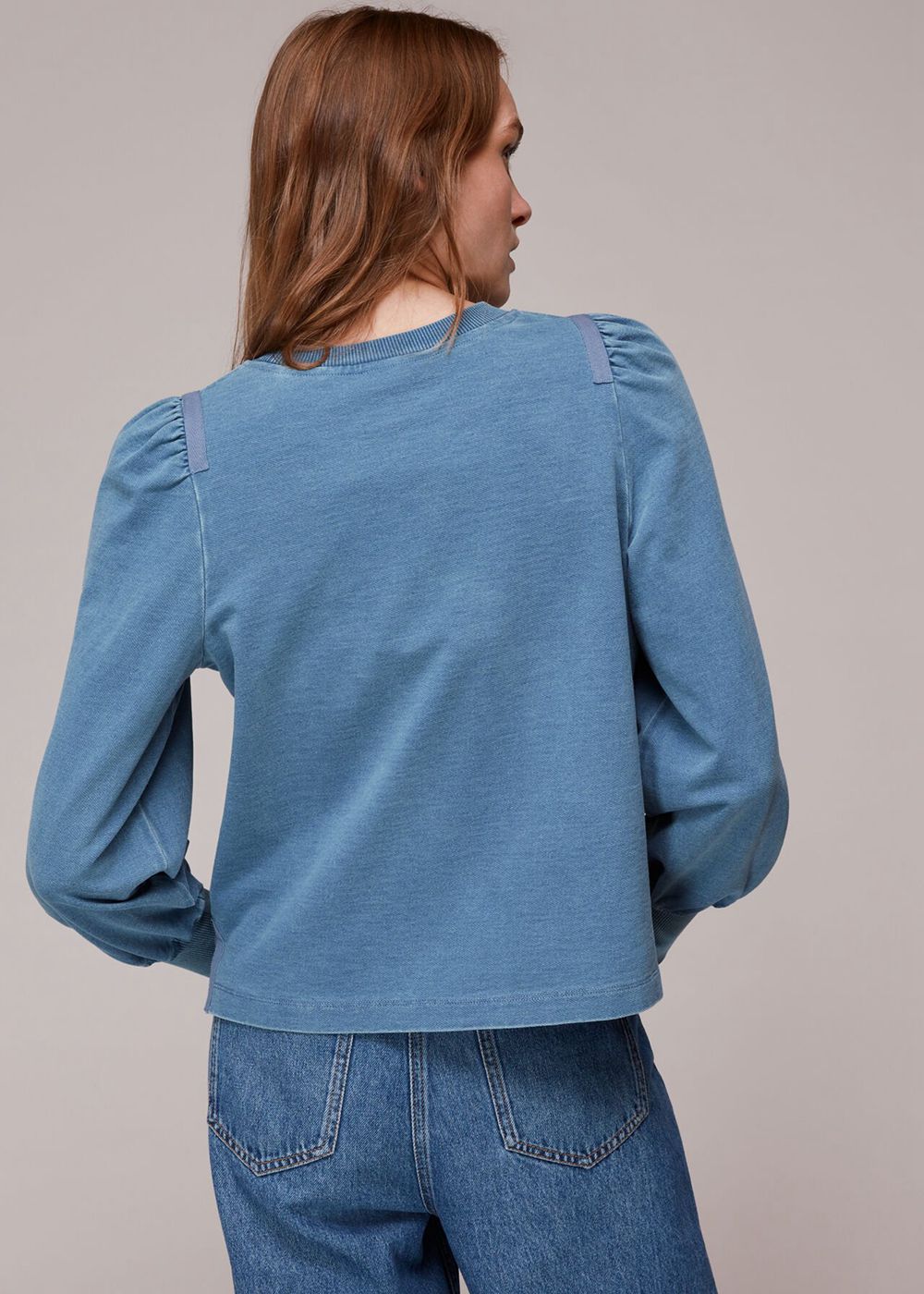 Whistles Puff Sleeve Sweatshirt Blue | US-21847NHKA