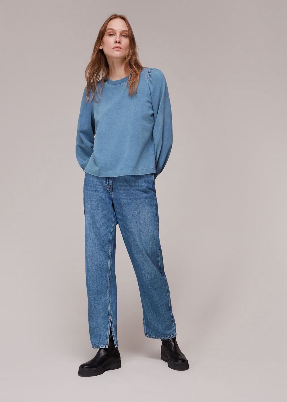 Whistles Puff Sleeve Sweatshirt Blue | US-21847NHKA