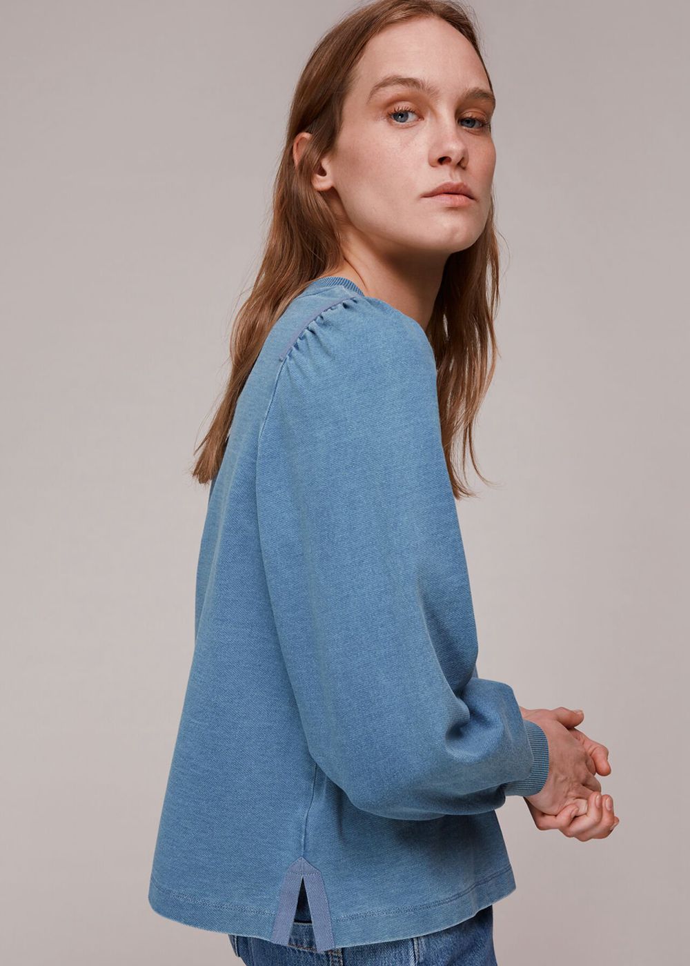 Whistles Puff Sleeve Sweatshirt Blue | US-21847NHKA