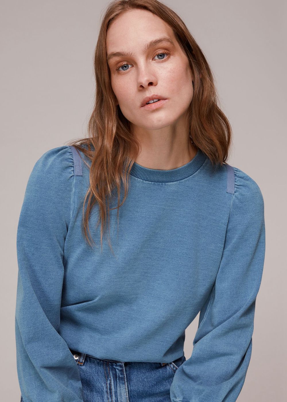 Whistles Puff Sleeve Sweatshirt Blue | US-21847NHKA