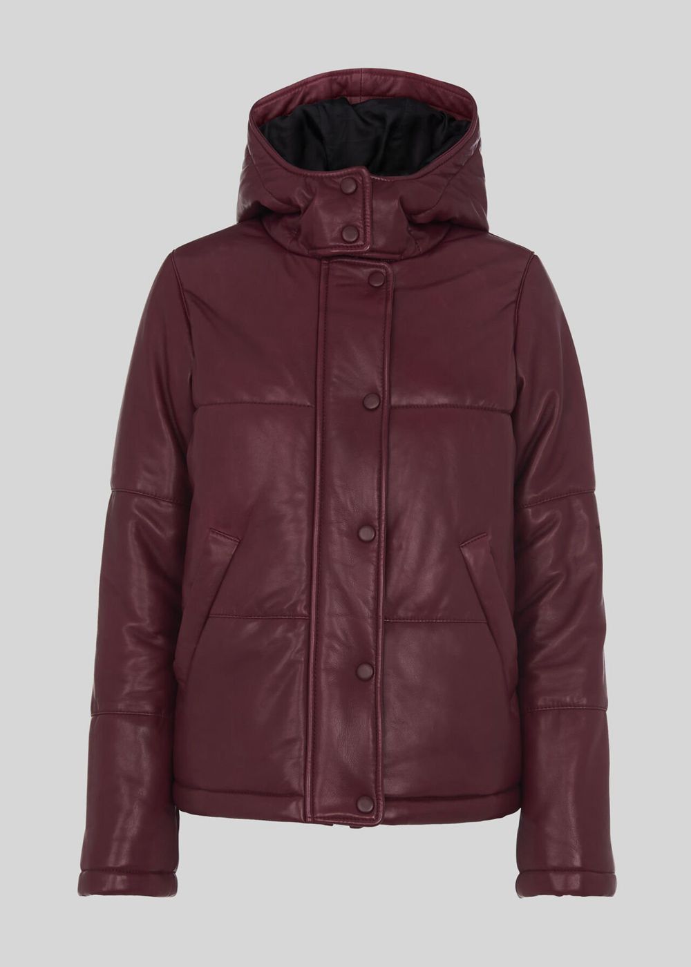 Whistles Puffer Leather Jacket Burgundy | US-53214GKZT