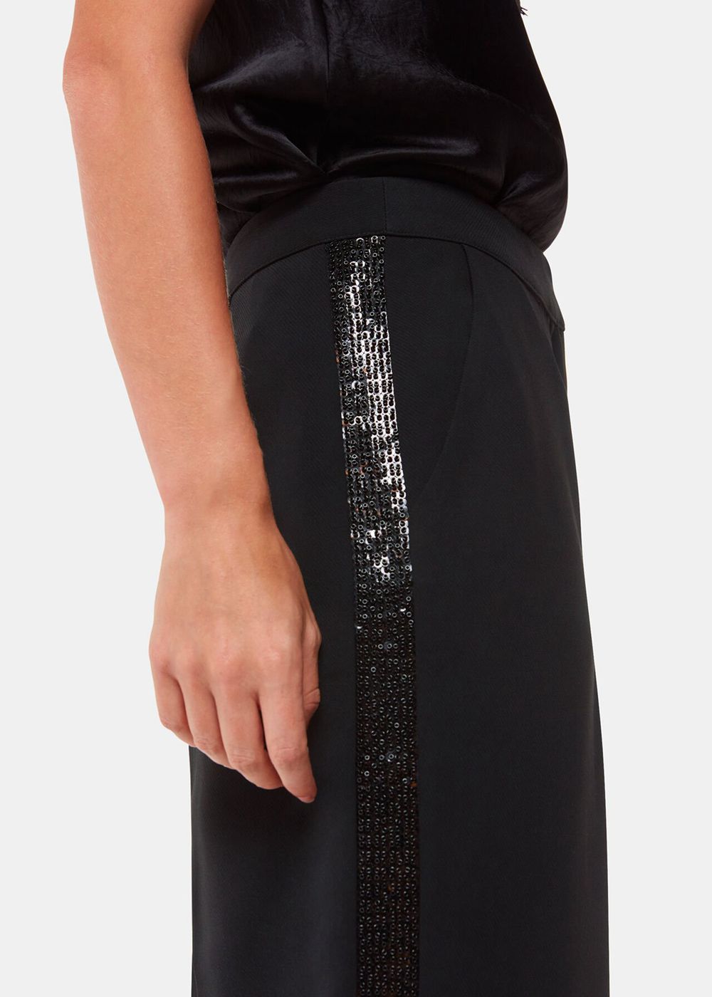 Whistles Quinn Sequin Stripe Pants Black | US-08254JYOB