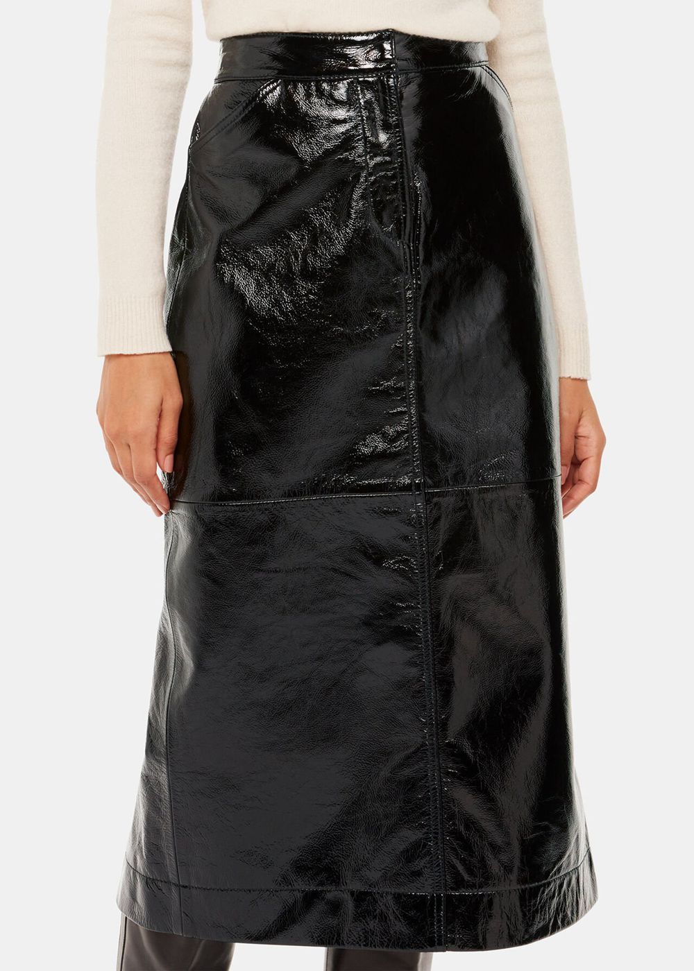 Whistles Rachel Patent Leather Skirts Black | US-64397DCHZ