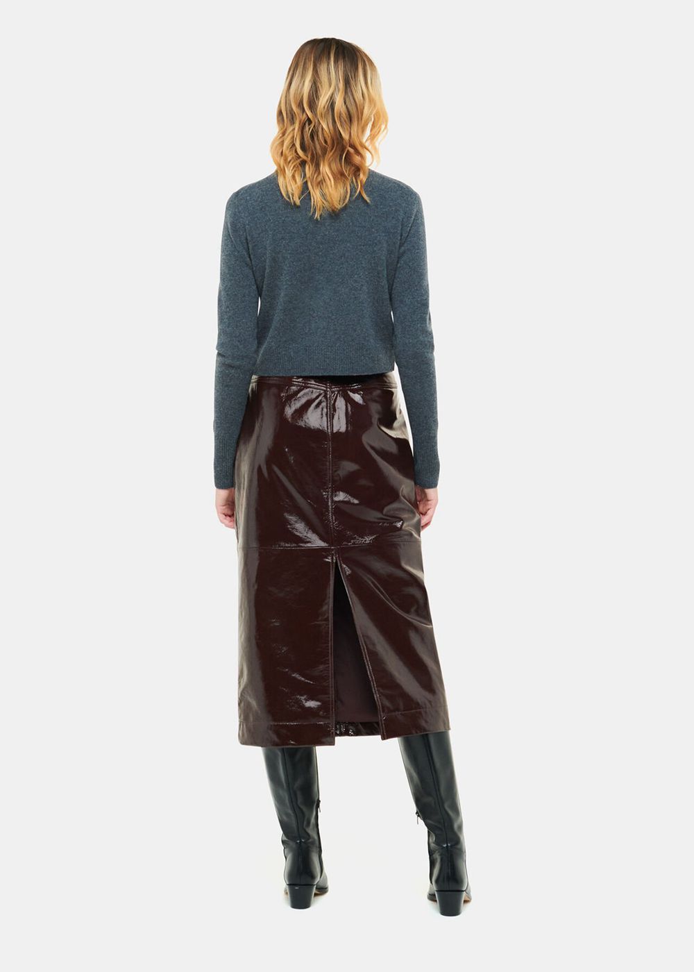 Whistles Rachel Patent Leather Skirts Chocolate | US-93472AZBN