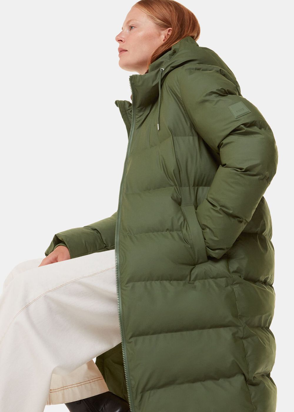 Whistles Rains Alta Longer Puffer Jacket Dark Green | US-24507UIYA