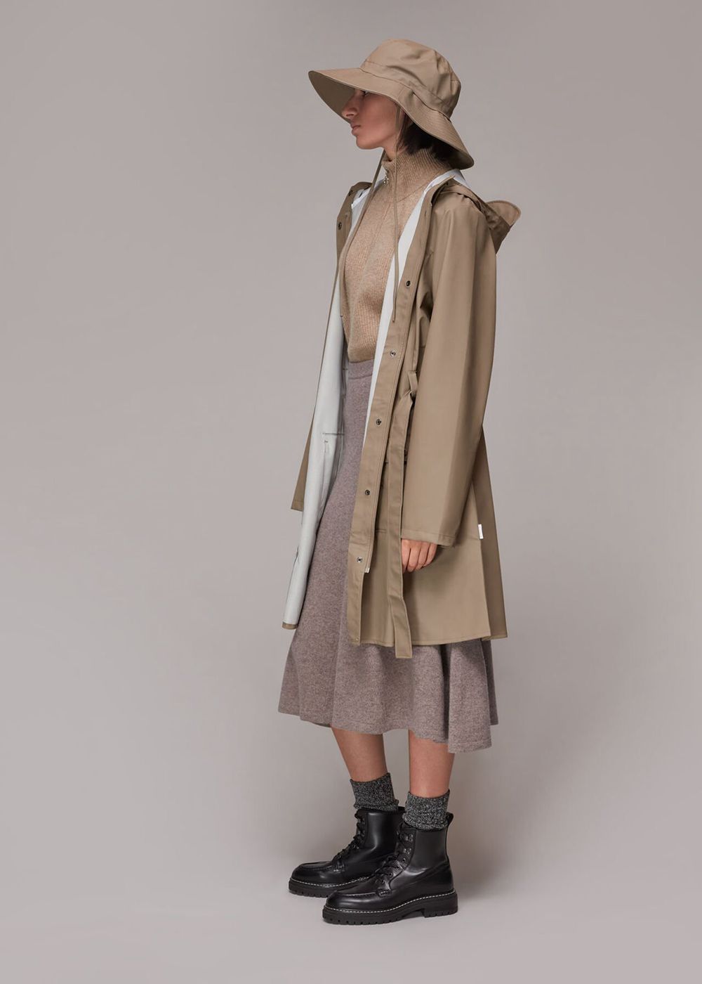 Whistles Rains Curve Jacket Grey Brown | US-30691RFDX