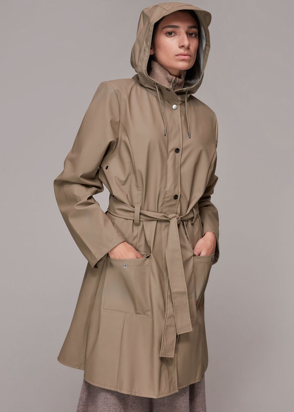 Whistles Rains Curve Jacket Grey Brown | US-30691RFDX