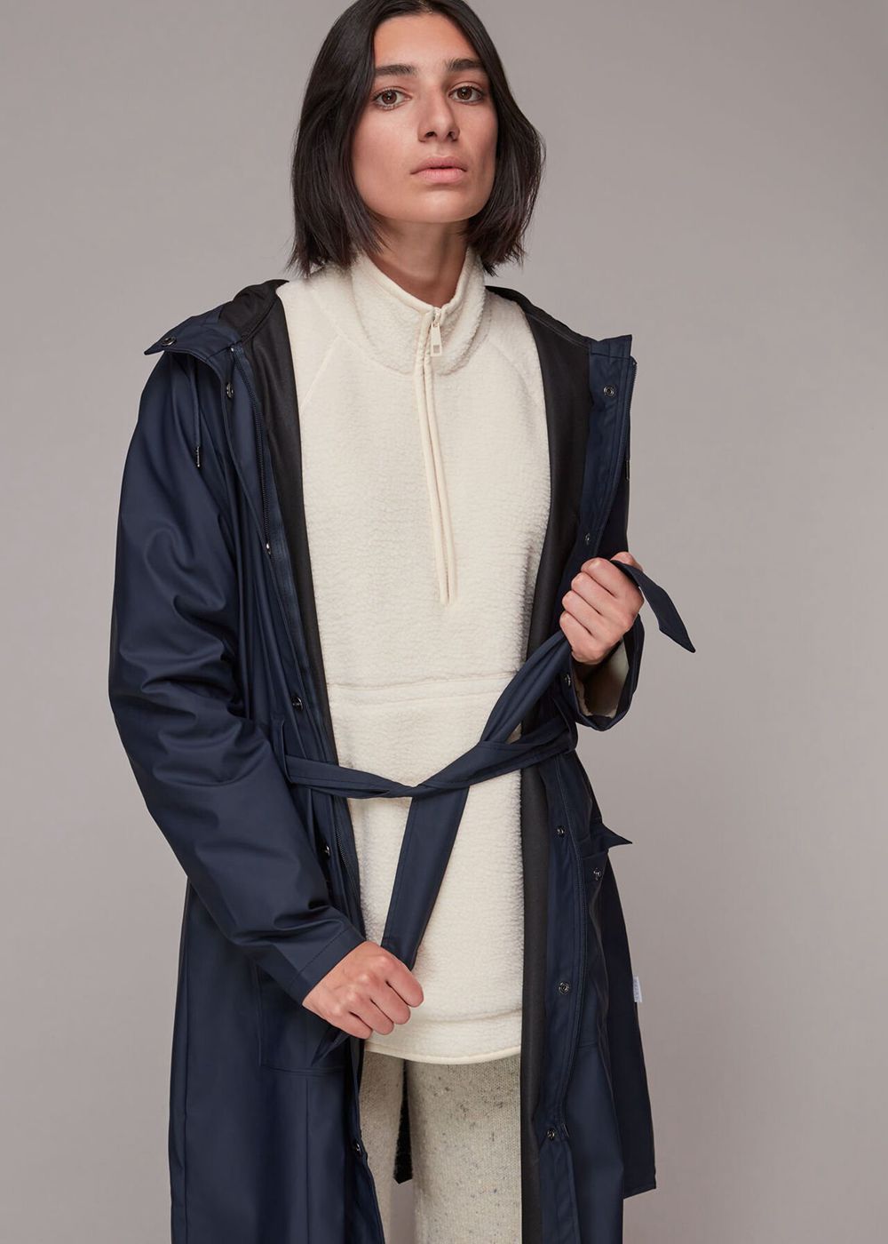 Whistles Rains Curve Jacket Navy | US-19703FEOX