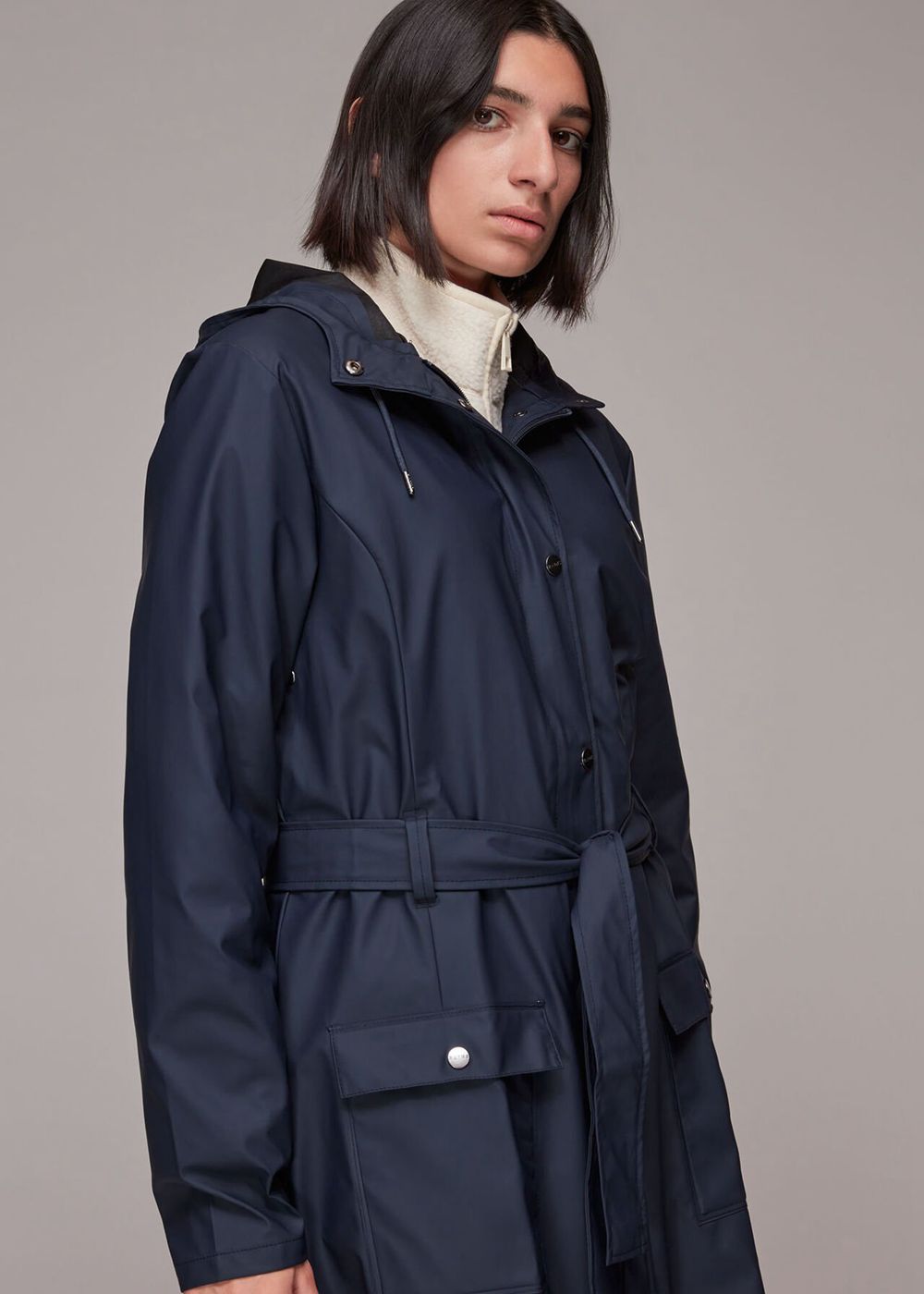 Whistles Rains Curve Jacket Navy | US-19703FEOX