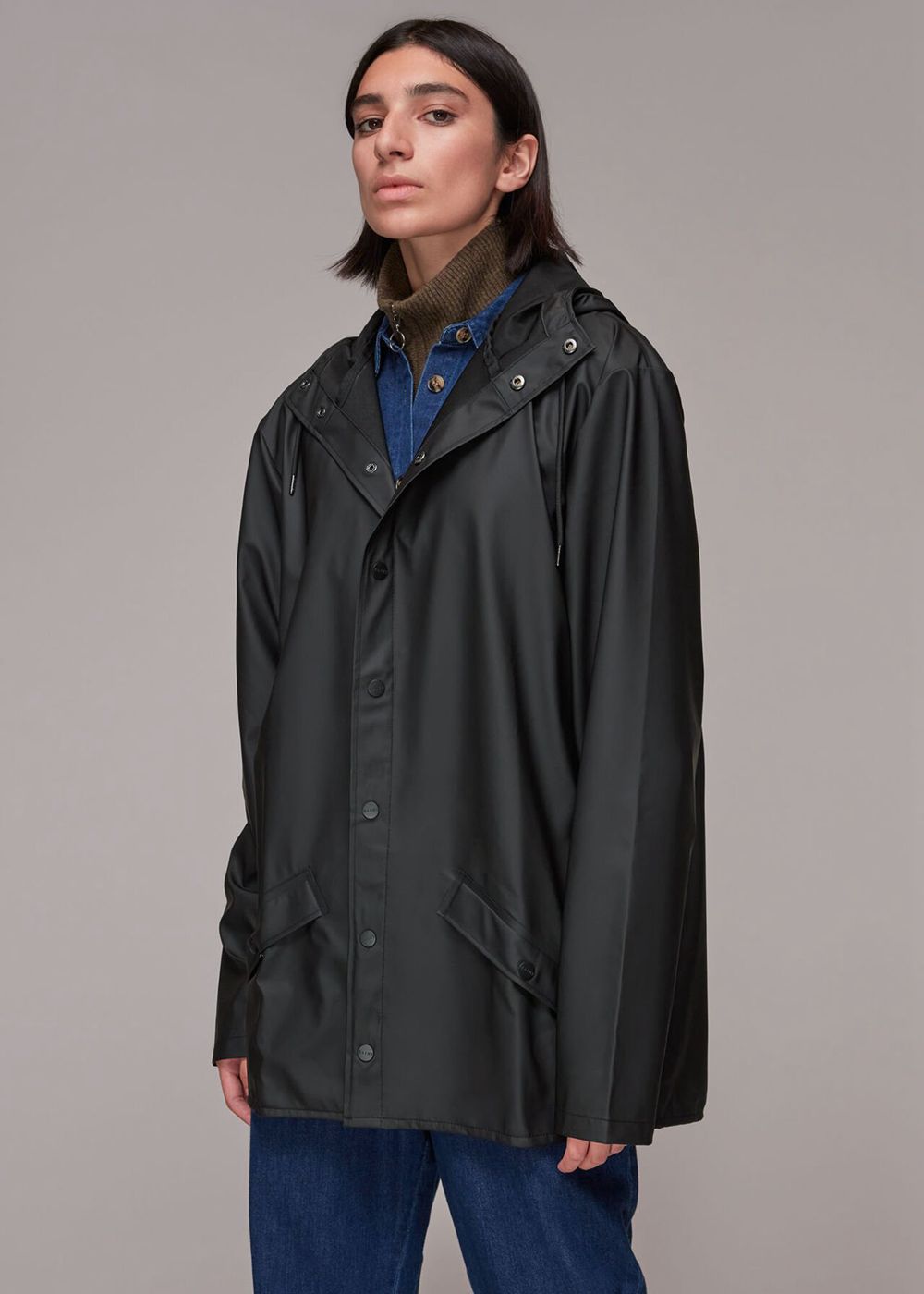 Whistles Rains Hooded Jacket Black | US-07649LBPZ