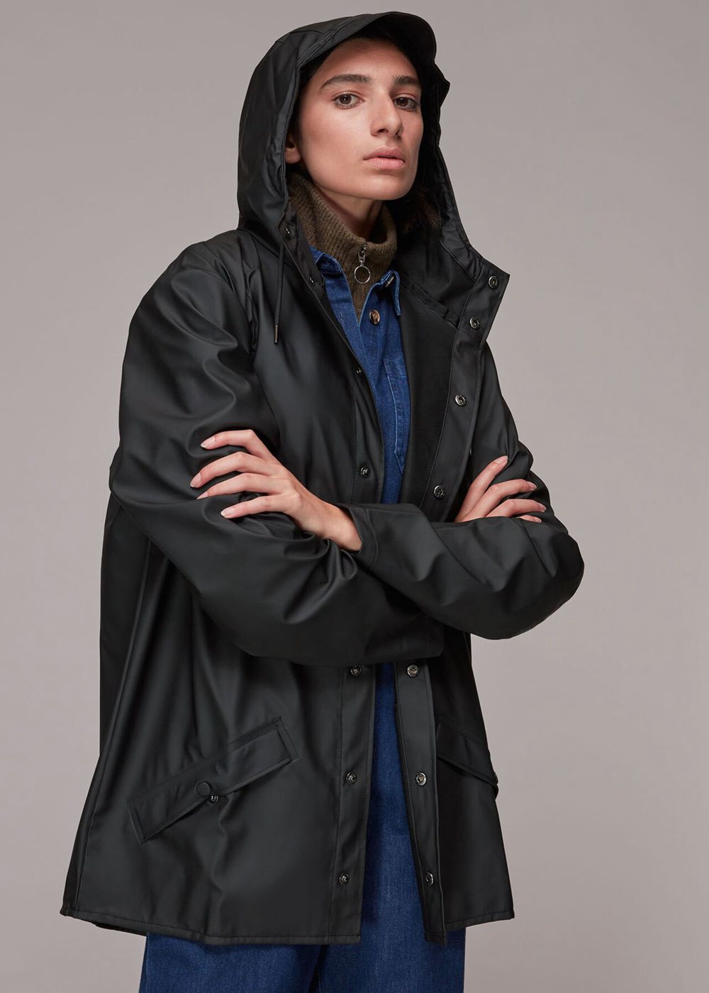 Whistles Rains Hooded Jacket Black | US-07649LBPZ