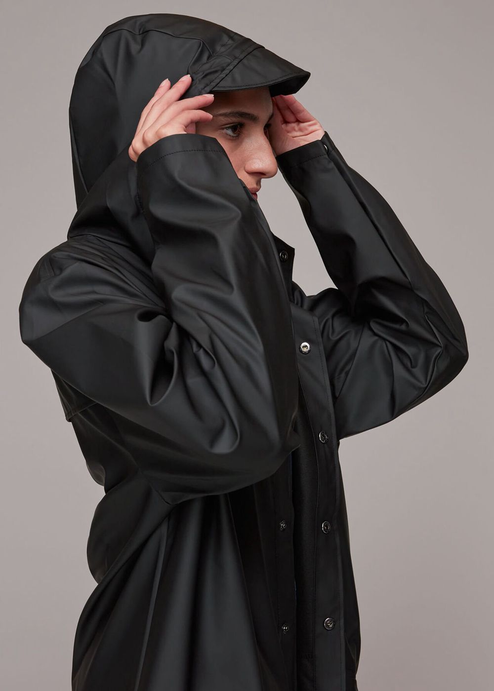 Whistles Rains Hooded Jacket Black | US-07649LBPZ