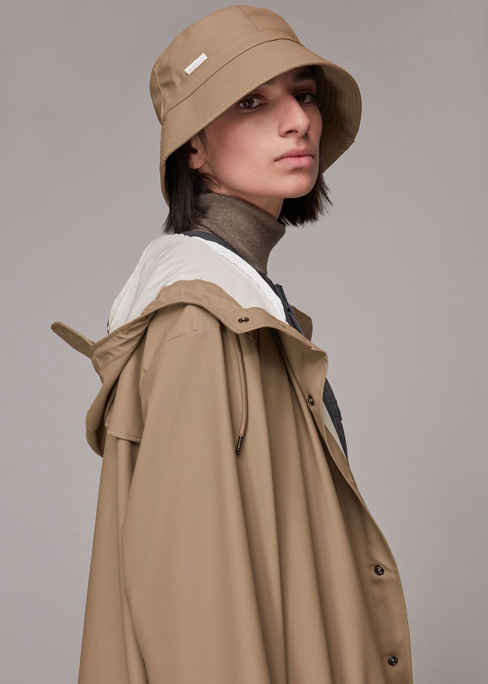 Whistles Rains Hooded Jacket Grey Brown | US-16495NWPT