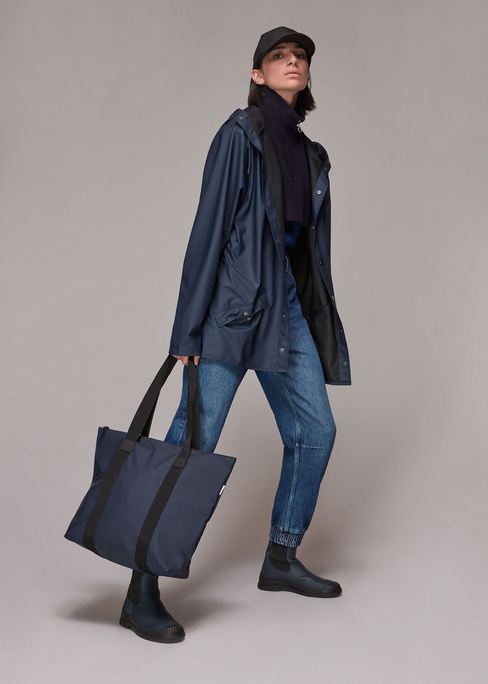 Whistles Rains Hooded Jacket Navy | US-95372MFGS