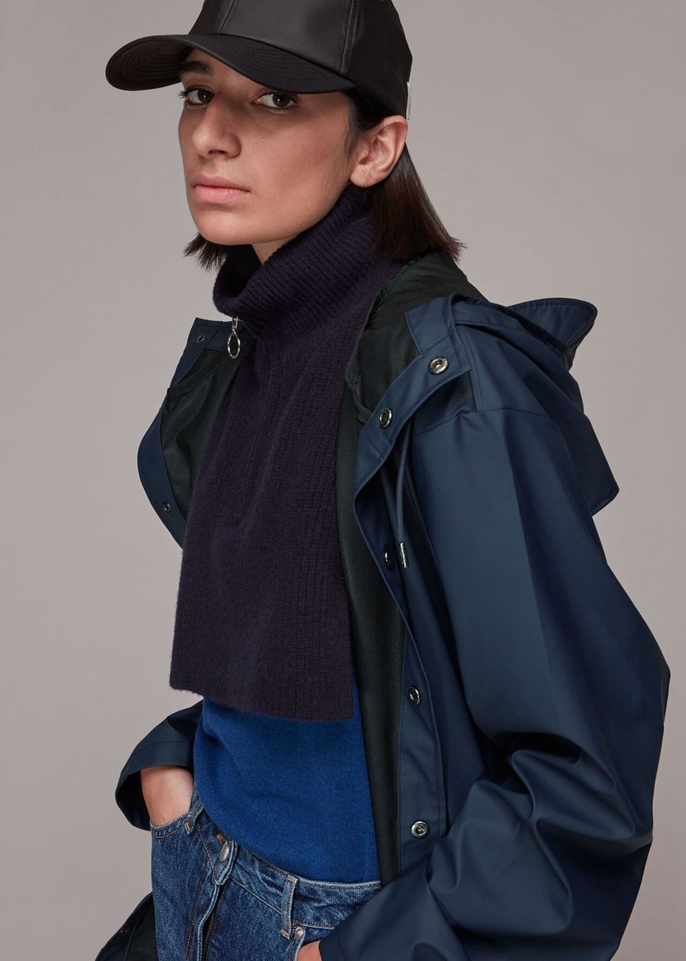 Whistles Rains Hooded Jacket Navy | US-95372MFGS