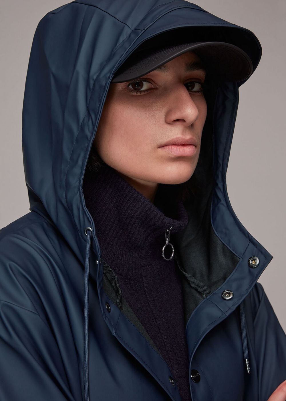 Whistles Rains Hooded Jacket Navy | US-95372MFGS