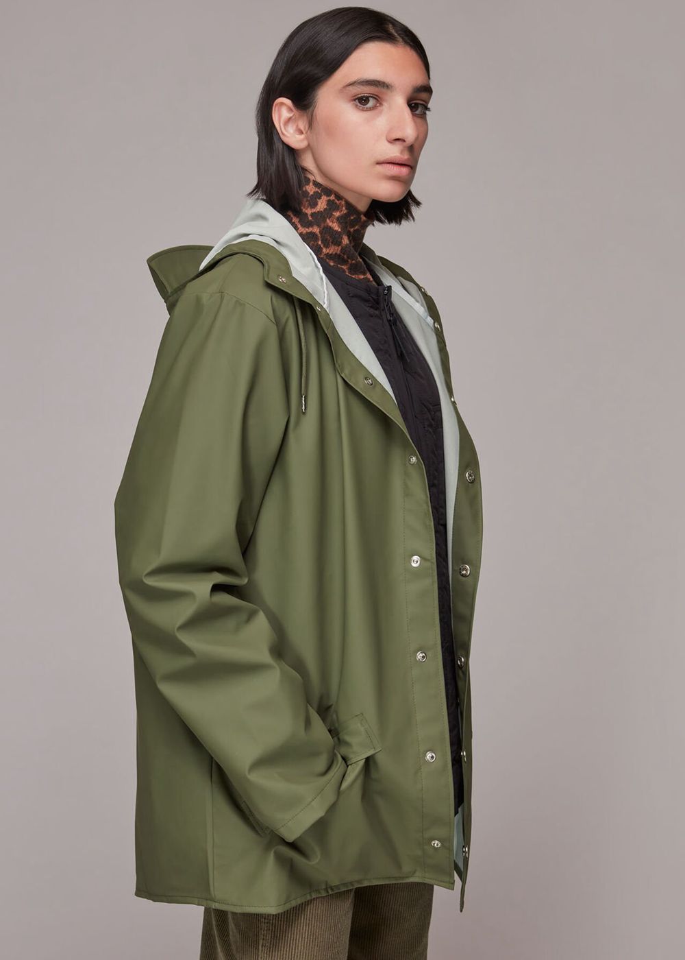 Whistles Rains Hooded Jacket Olive | US-76285MEKO