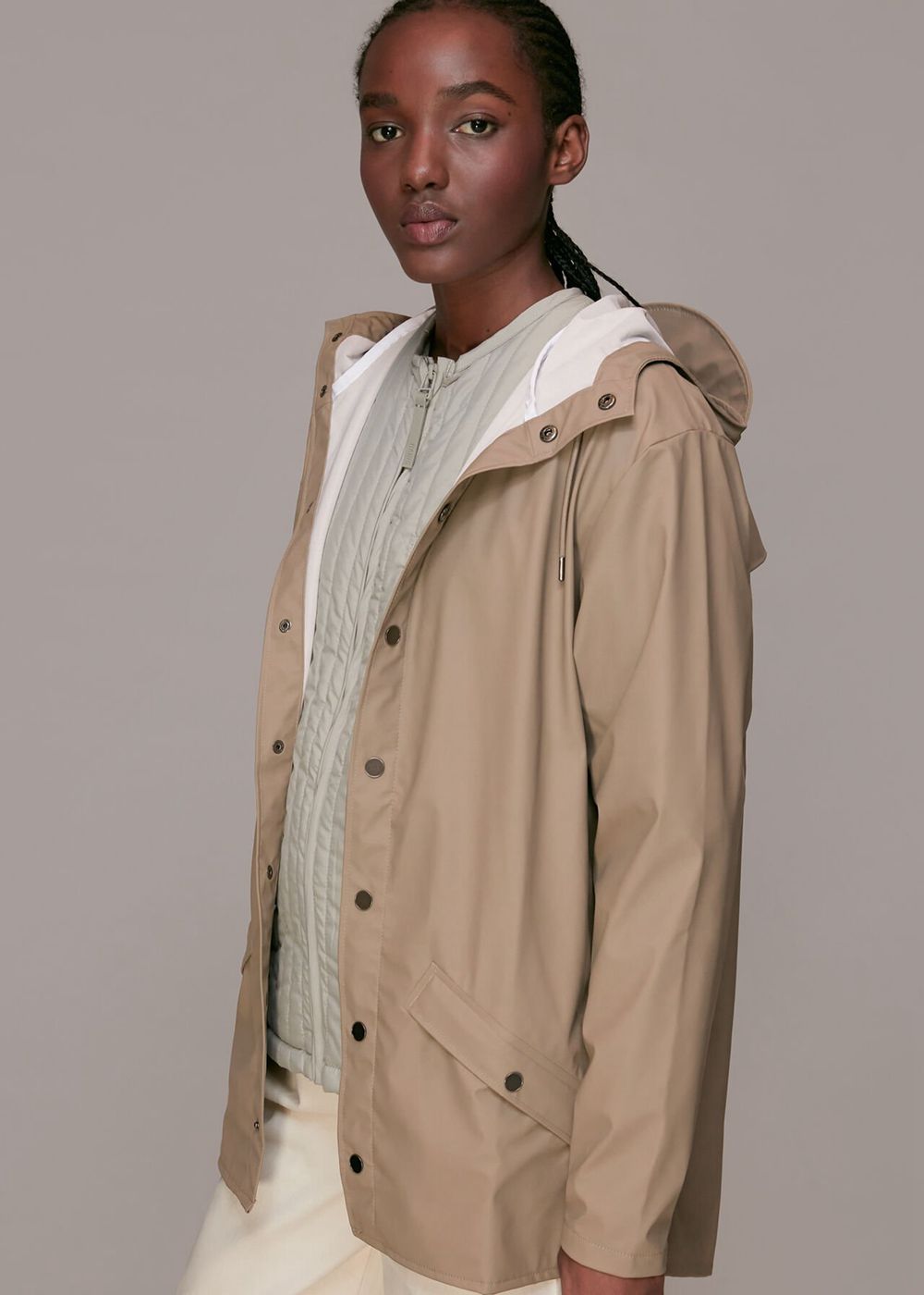 Whistles Rains Jacket Grey Brown | US-24609RQUL