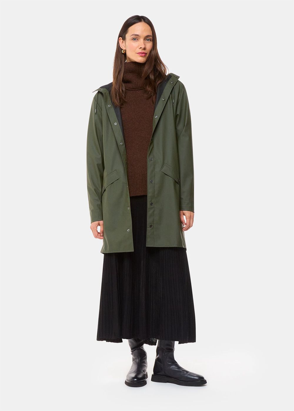 Whistles Rains Long Jacket Dark Green | US-46325BUOJ