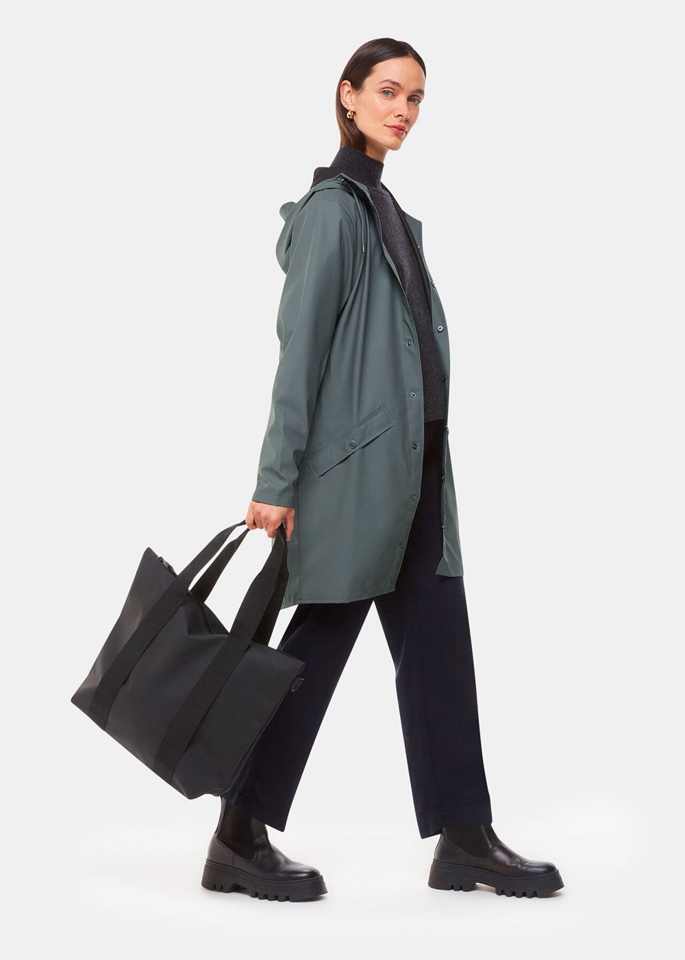 Whistles Rains Long Jacket Dark Grey | US-10849MLXO