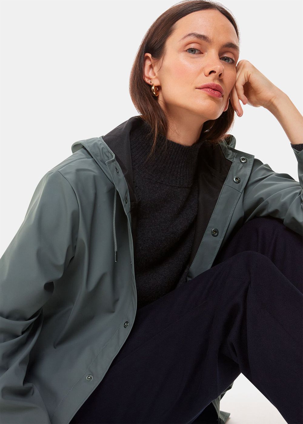 Whistles Rains Long Jacket Dark Grey | US-10849MLXO