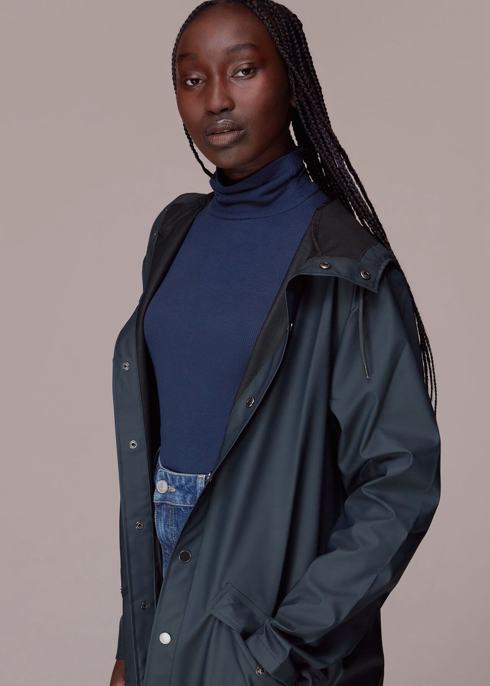 Whistles Rains Long Jacket Navy | US-50361IVYW