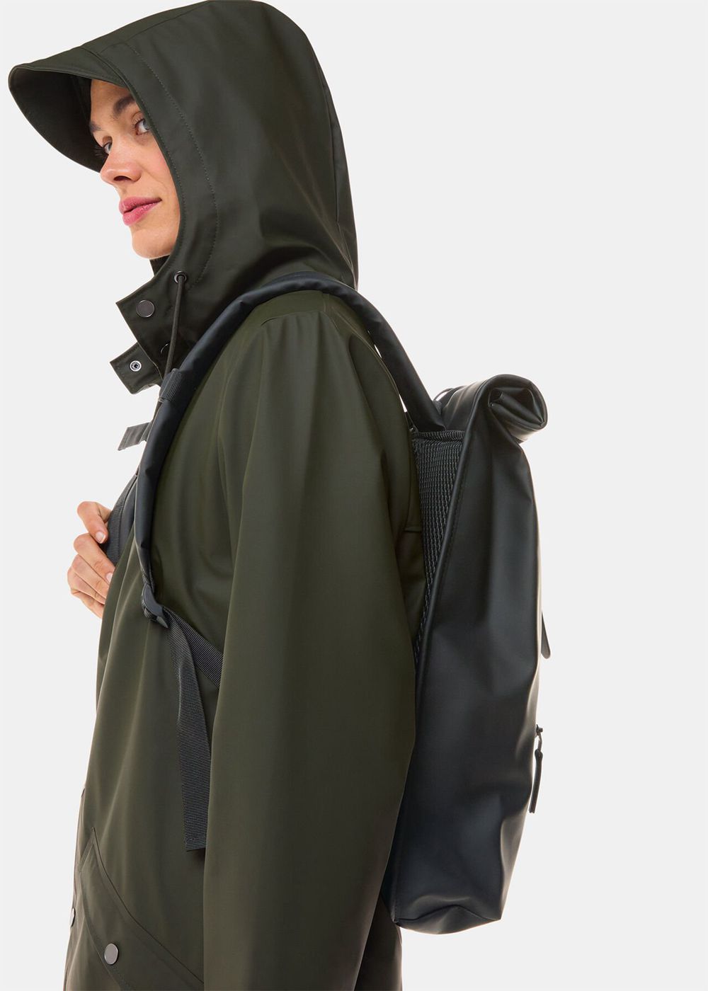 Whistles Rains Roll Top Backpack Black | US-73946UVOG