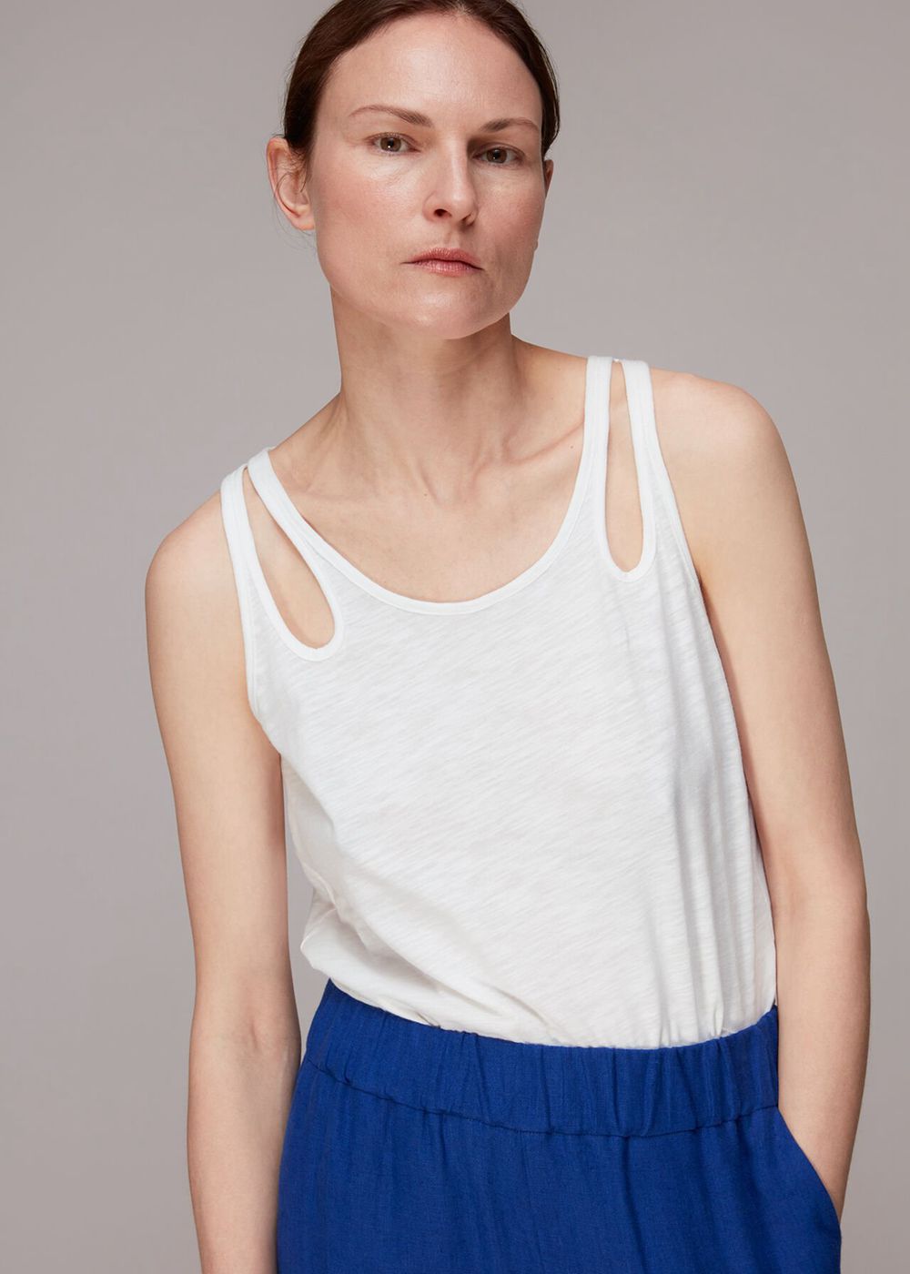 Whistles Raven Double Strap Tank Top White | US-92058NDPH