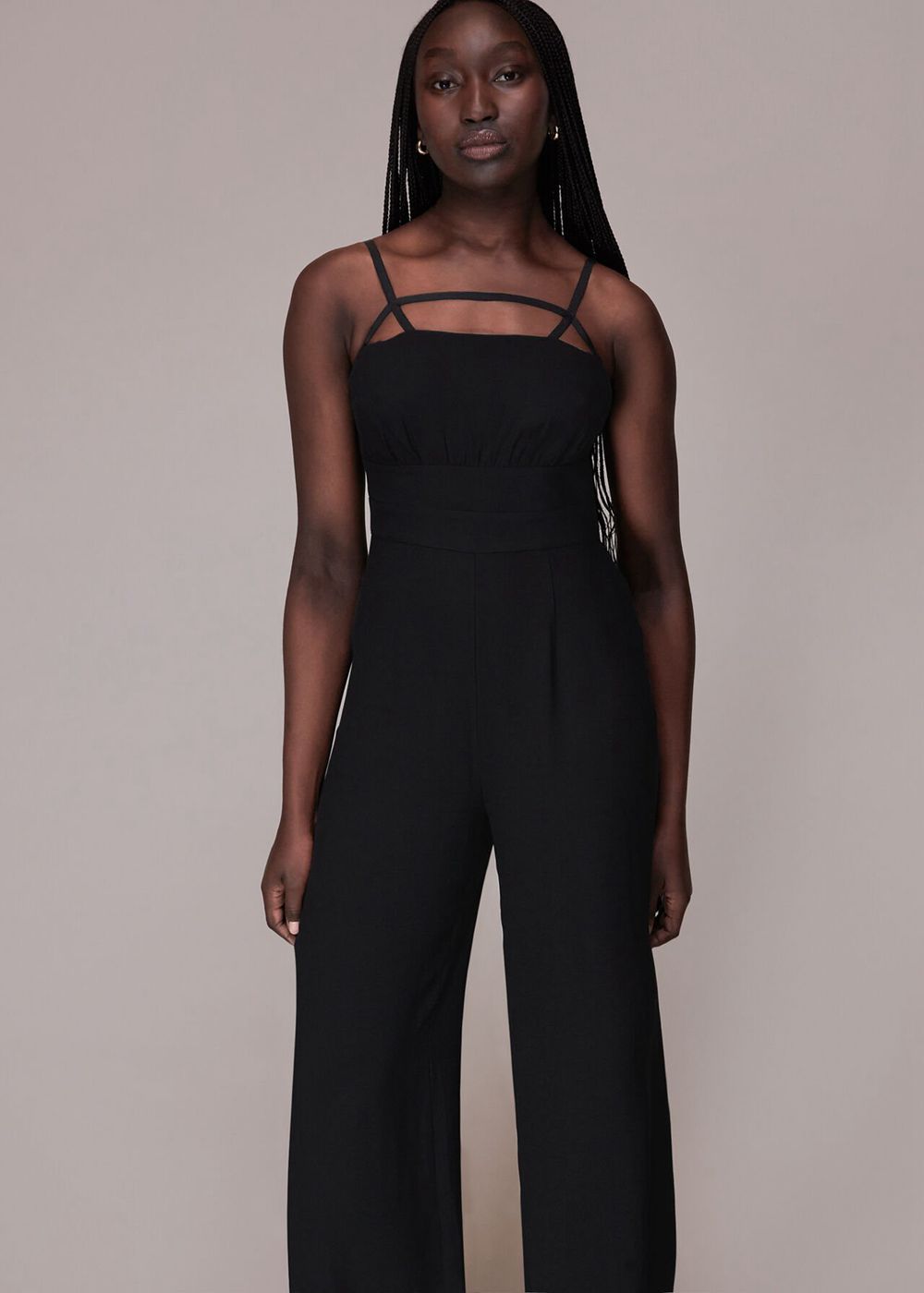 Whistles Reece Strap Detail Jumpsuit Black | US-36821YRND