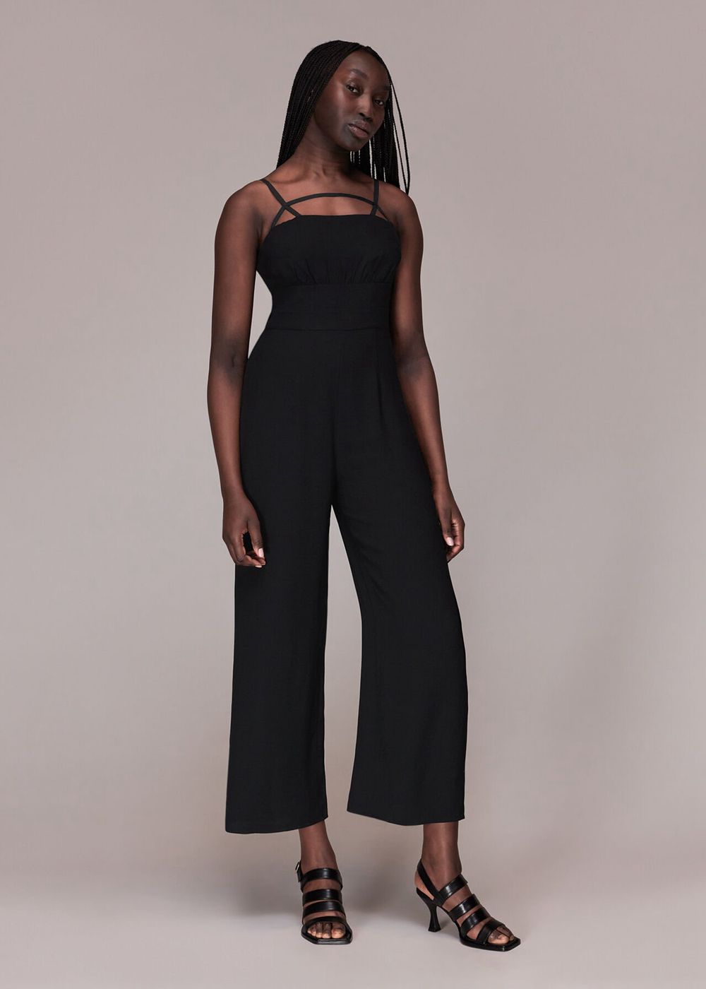 Whistles Reece Strap Detail Jumpsuit Black | US-36821YRND