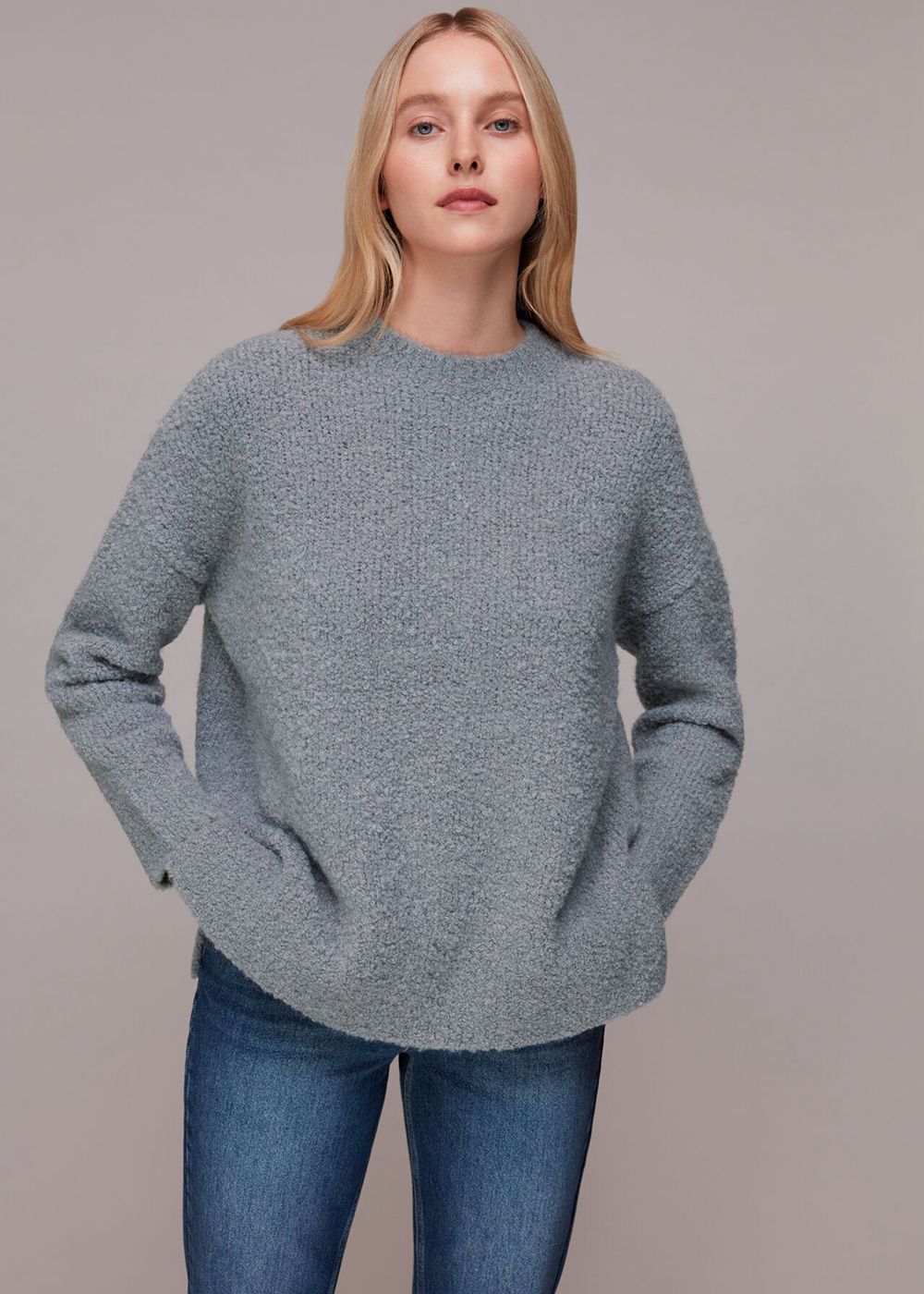 Whistles Relaxed Boucle Sweater Grey | US-93750POVE