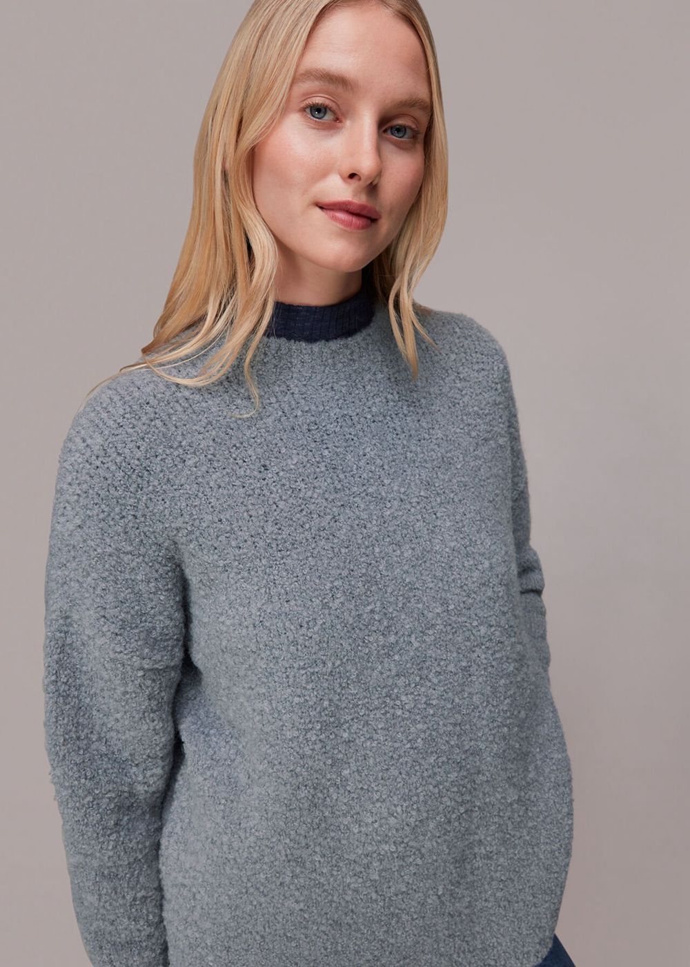 Whistles Relaxed Boucle Sweater Grey | US-93750POVE