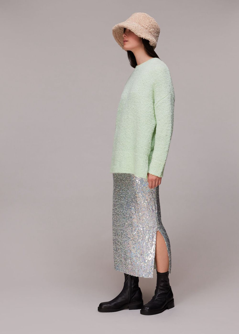 Whistles Relaxed Boucle Sweater Mint | US-32687PKCO