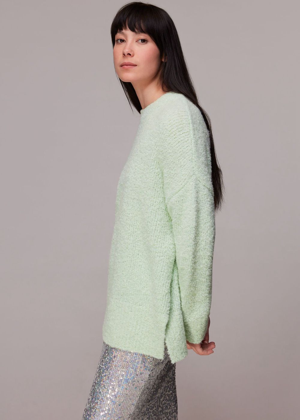 Whistles Relaxed Boucle Sweater Mint | US-32687PKCO