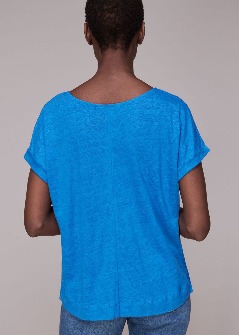 Whistles Relaxed Linen T-Shirt Blue | US-86390BUOY