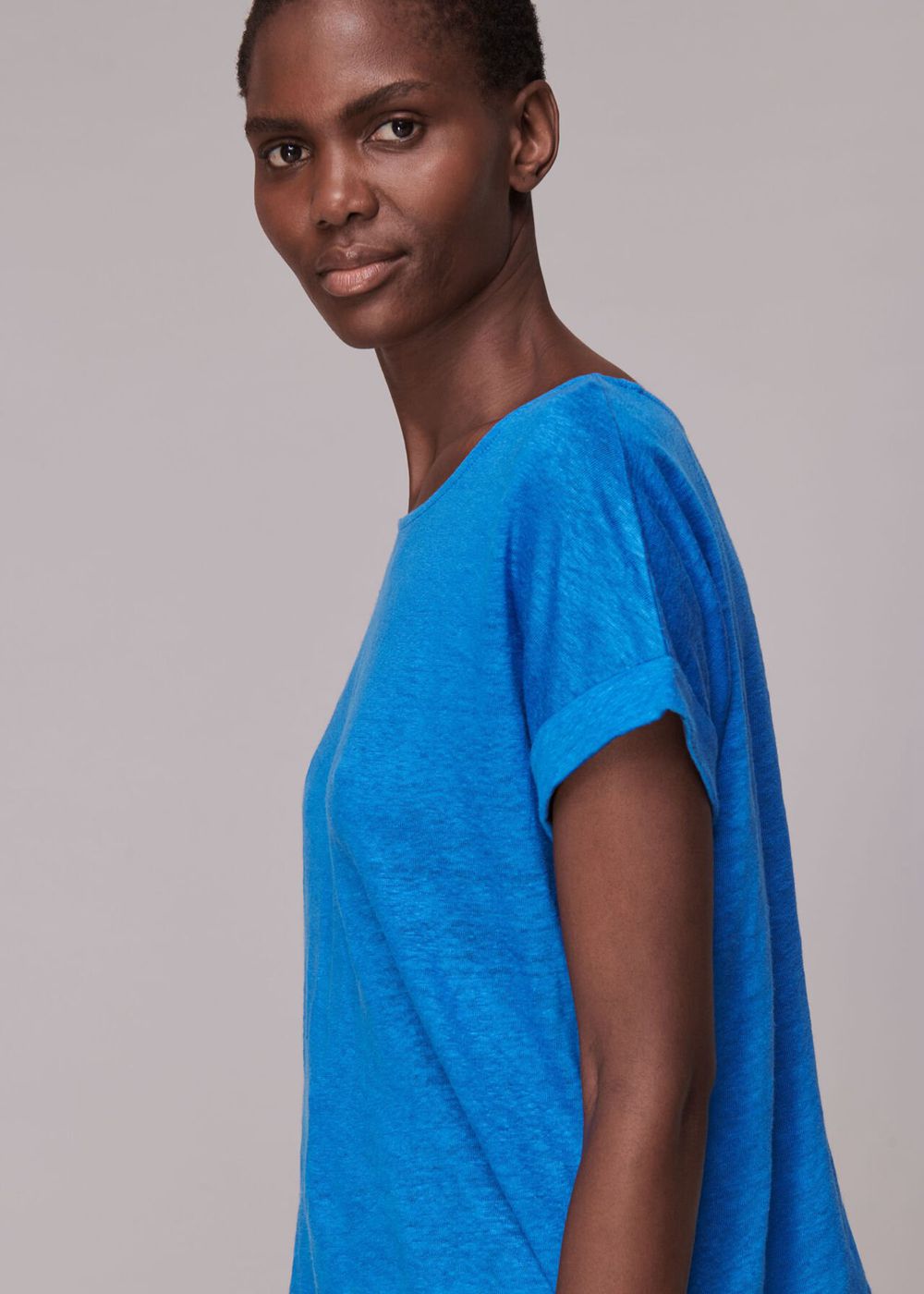 Whistles Relaxed Linen T-Shirt Blue | US-86390BUOY